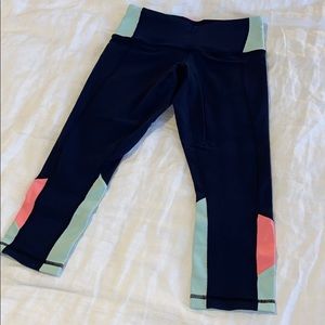 Lululemon Navy, Mint & Coral Crop Leggings Size 4